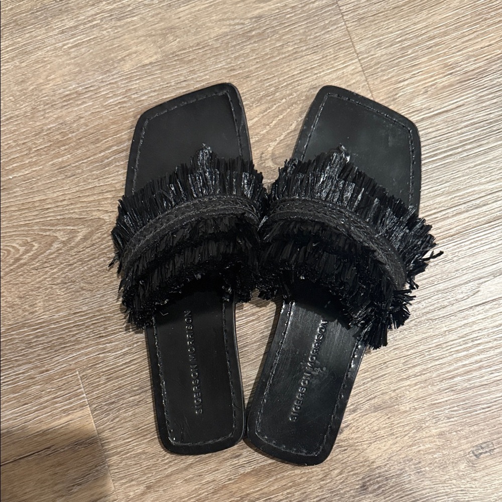 Sigerson Morrison Black Fringe Sandals